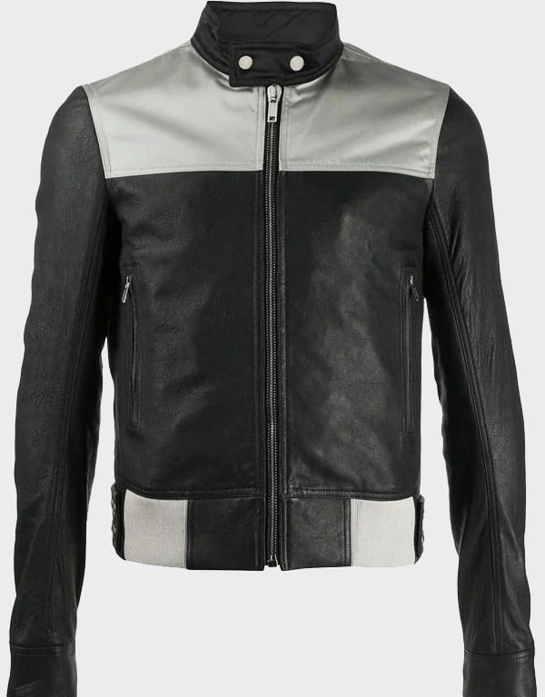 Black Leather Slim-Fit Biker Jacket