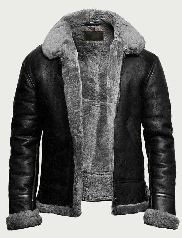Black Leather Bomber Jacket For Men