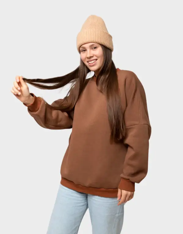 Cozy Brown Oversized Sweatshirt for Women