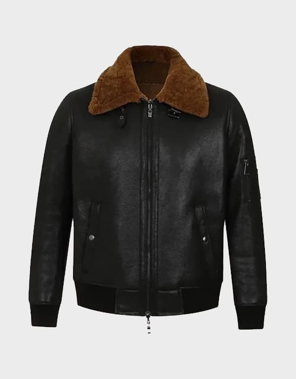 Jack B3 Black Aviator Shearling Bomber Jacket