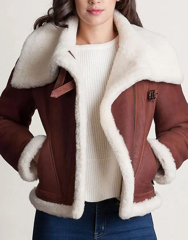 Genuine Leather Shearling Jacket for Women