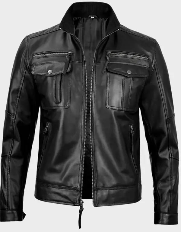 Men’s Cafe Racer Black Leather Jacket