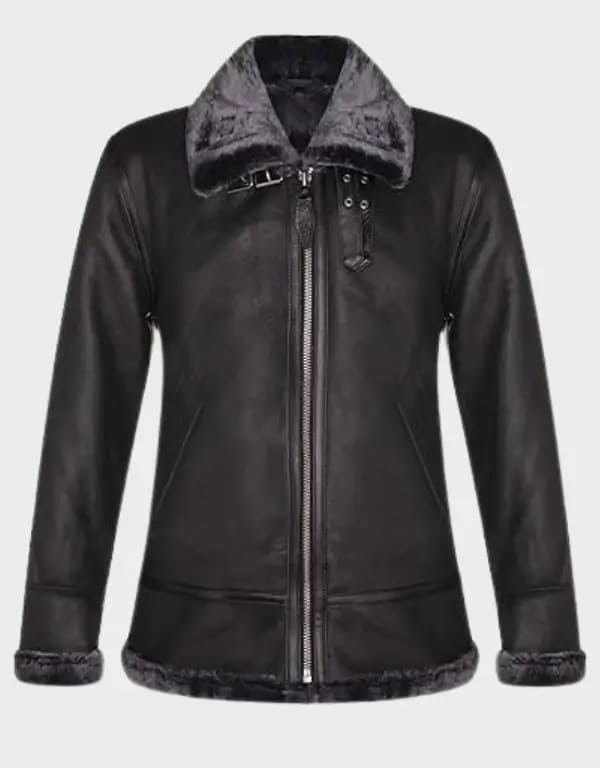 Men’s Black and Grey Sheepskin Jacket