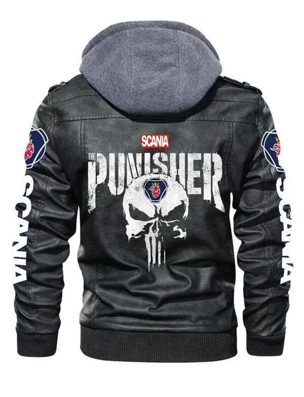 Men’s Black Hooded Punisher Jacket | Stylish Leather Design