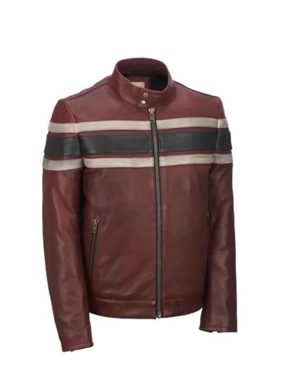 Mens Retro Maroon Waxed Vintage Jacket