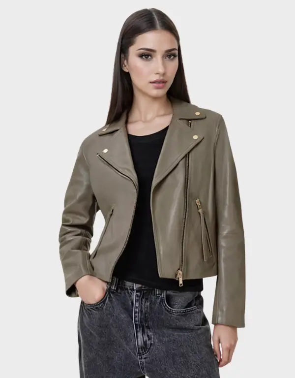 Dalby Slim Fit Leather Biker Jacket