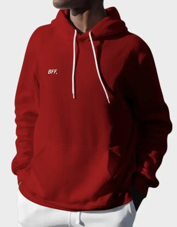 Stylish Burgundy Hoodie With Hooded Collar
