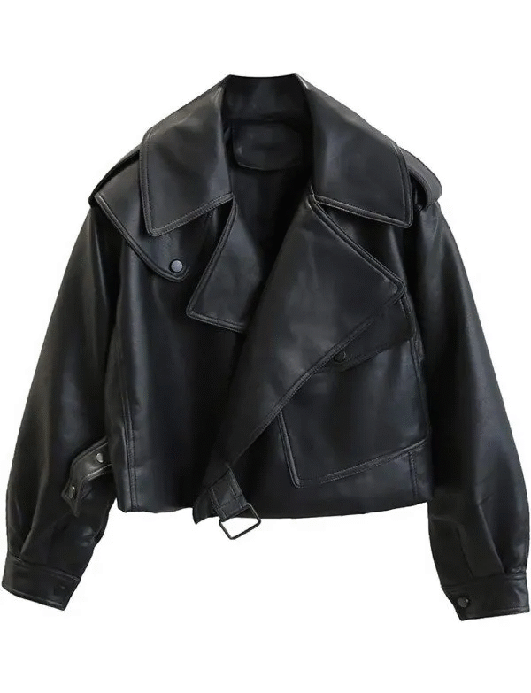 Women’s Biker Oversized Black Leather jacket