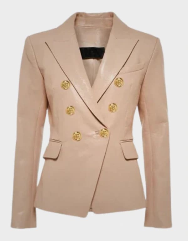 Womens Pink Leather Blazer