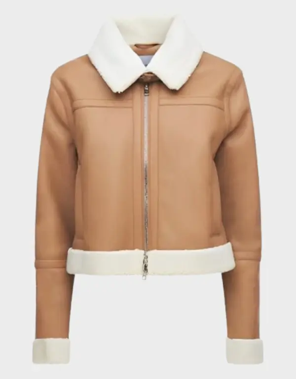 Womens Tan Shearling Leather Jacket