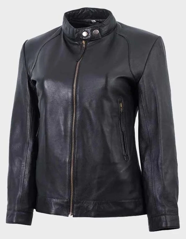 Women’s Black Biker Leather Jacket