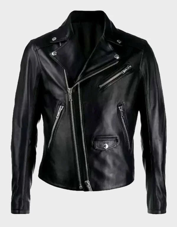 Black Double-Zip Motorcycle Jacket