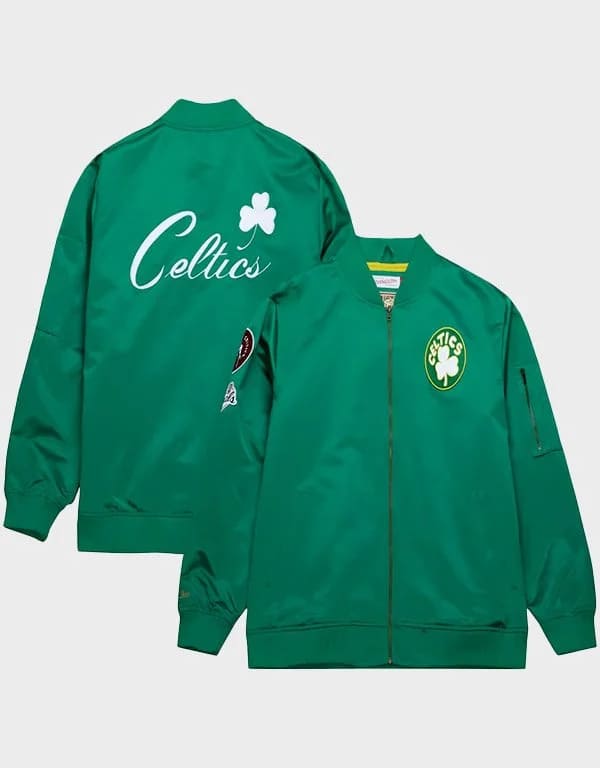 Boston Celtics Mitchell & Ness Full-Zip Bomber Jacket