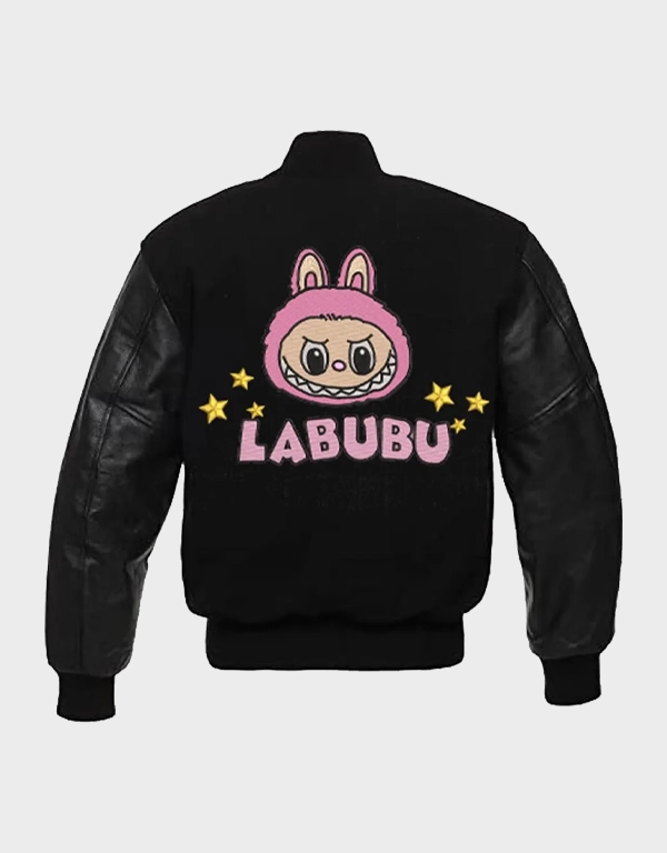 LABUBU Bomber Varsity Jacket – Premium Patch & Leather Sleeves