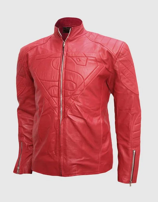 Men’s Light Biker Red Leather Jacket