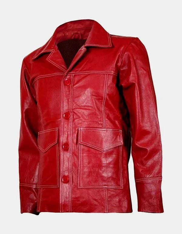 Lightweight Brad Pritt Red Leather Jacket