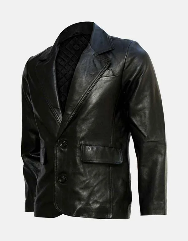 Tom Cruise Mens Leather Black Blazer