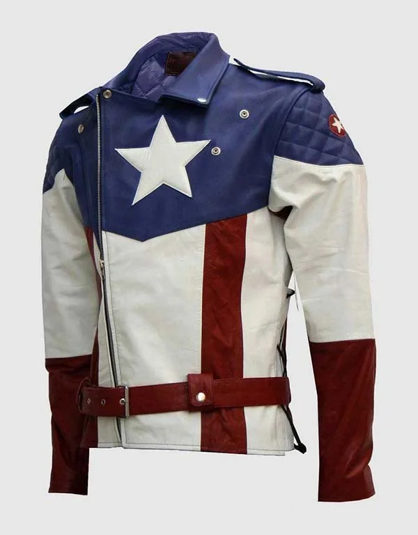Multi Colored Captain America First Avengers Biker Jacket