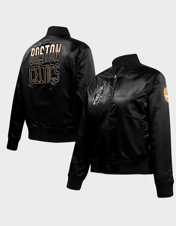 NBA Boston Celtics Womens Pro Standard Satin Black Varsity Jacket