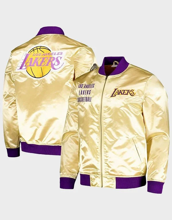Los Angeles Lakers Mitchell & Ness Gold Full Zip Satin Jacket