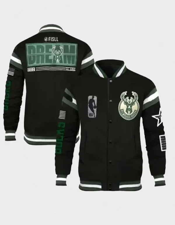 Milwaukee Bucks Black Varsity Jacket