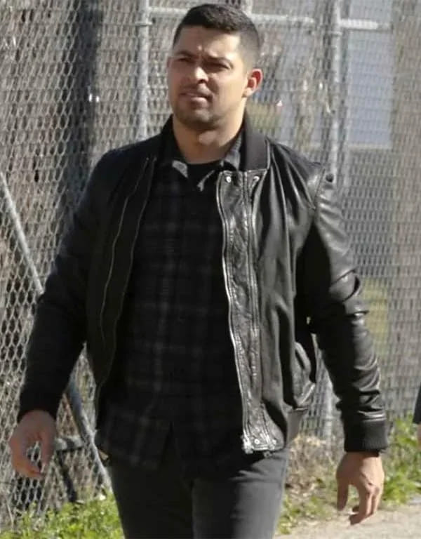 NCIS Nick Torres Black Leather Bomber Jacket