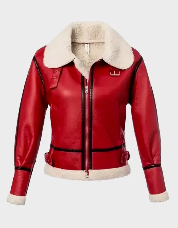 Red Leather Shearling Jacket