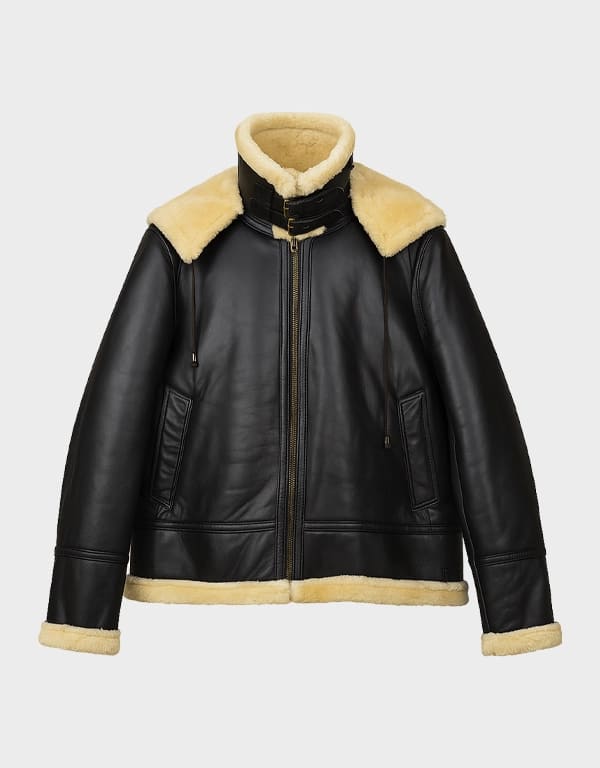 Handmade Men’s Shearling Leather Aviator Jacket