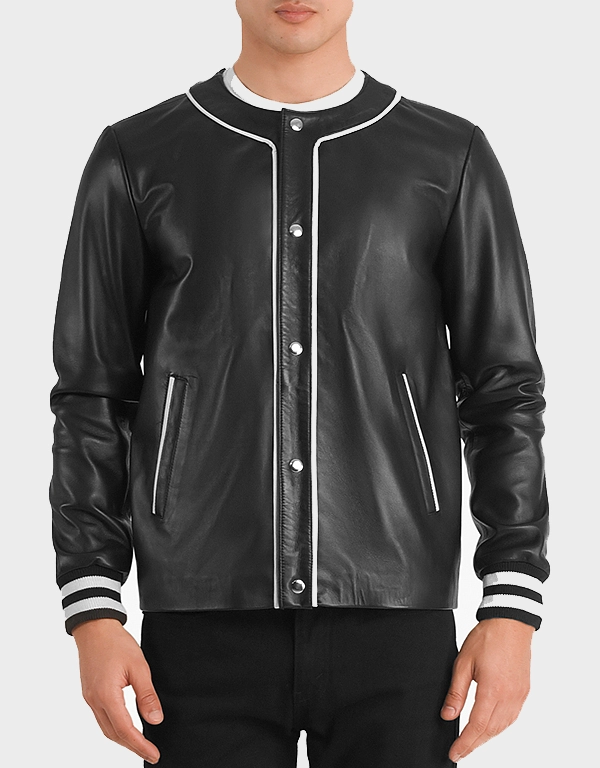 Kingston Men’s Black Leather Varsity Jacket