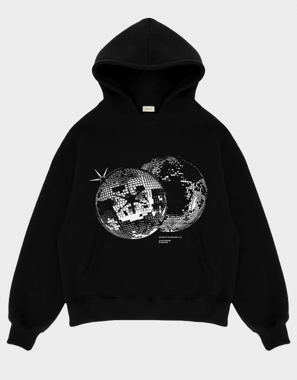 Disco World Collision Hoodie In Black