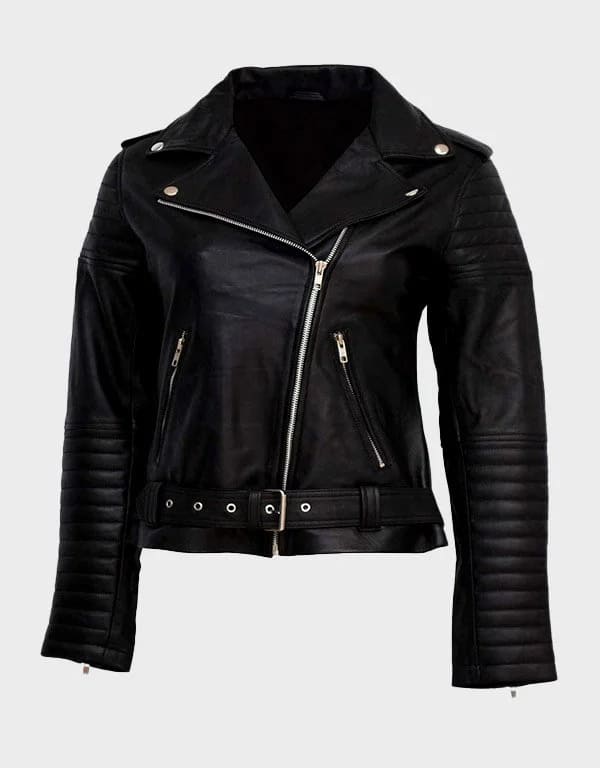 Womens Black Leather Motorcycle Jacket