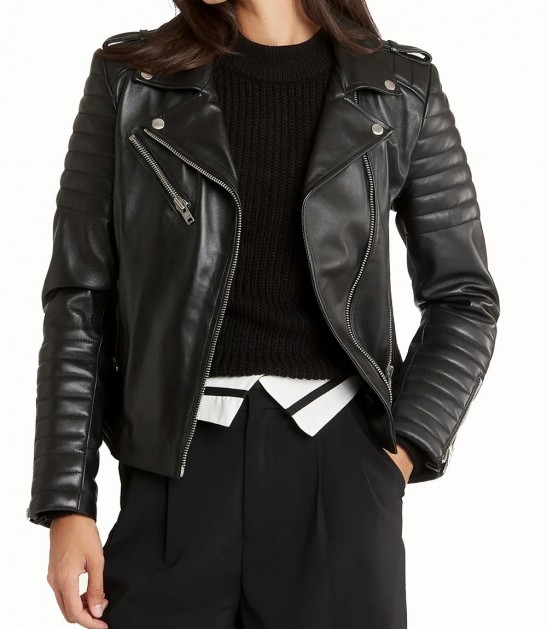 Womens Slim Fit Motorcycle Leather Jacket
